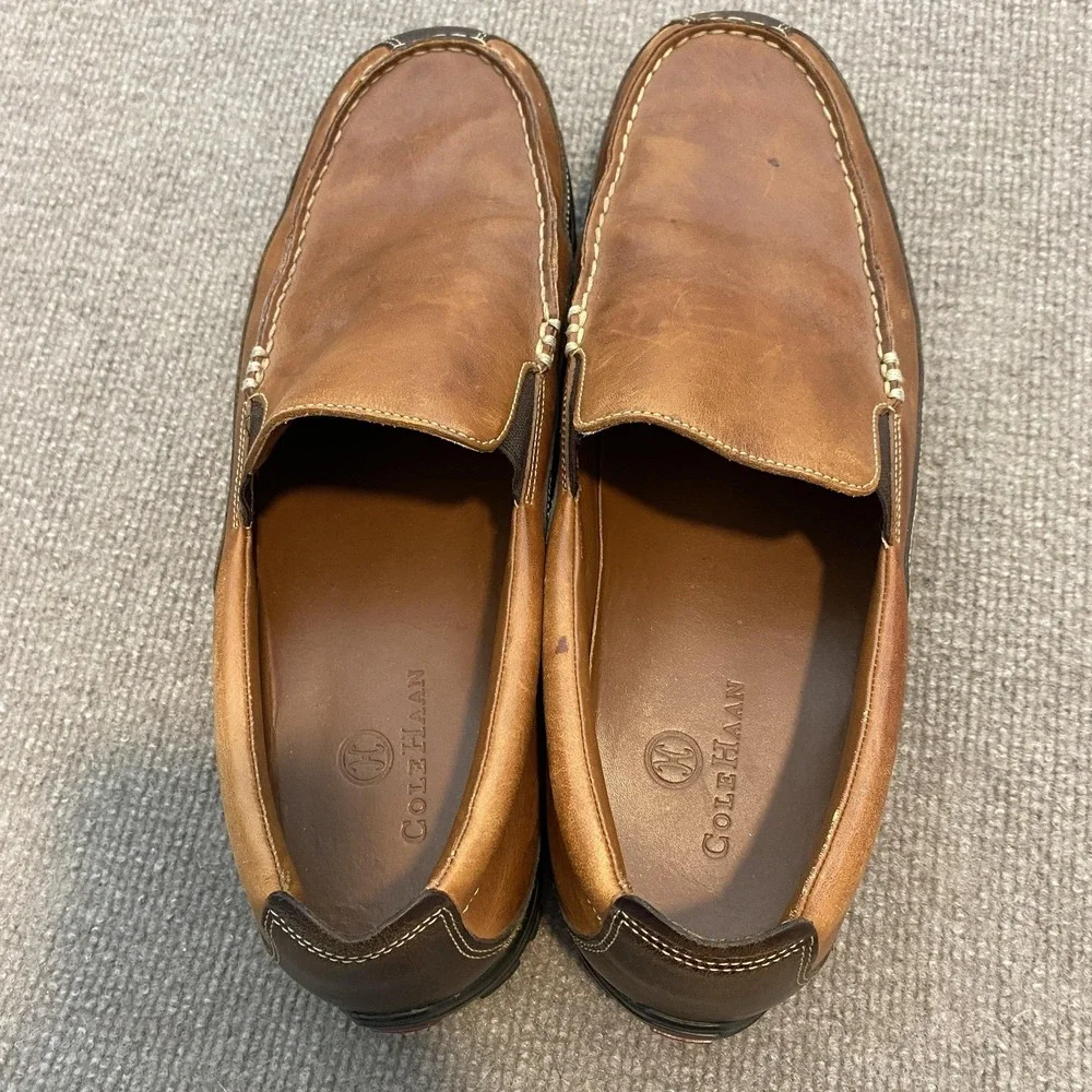 Cole Haan Shoes Mens Size 13 Brown Leather Slip On Casual Loafers Vibram C03559